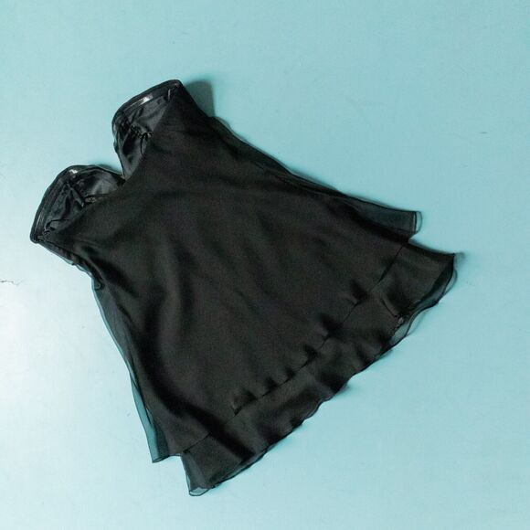 La Femme Black Silver Chiffon Layered Micro Mini Strapless Dress Size 4 #15853 - Picture 9 of 10